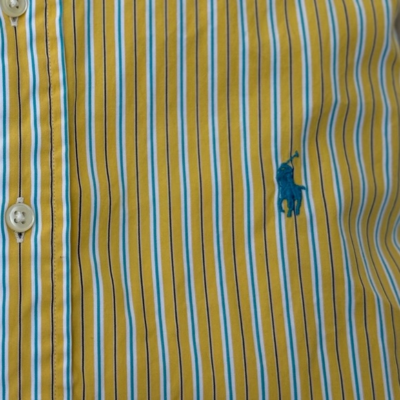 Ralph Lauren Yellow and Blue (aqua) Striped Button Down Shirt Size‎ M - Picture 2 of 5